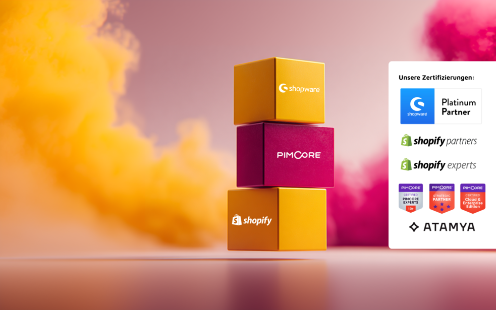 Unsere Technologiepartner – gemeinsam stark für dein digitales Wachstum Logos von Shopware, Pimcore, Shopify, ATAMYA, Emporix, Hubspot und weiteren Partnern – zertifizierte Technologien für digitalen Erfolg